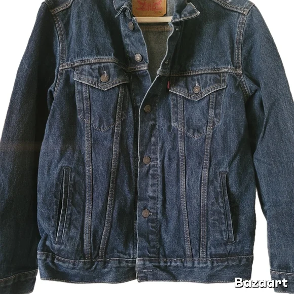 Levi's Jean Jacket Mens L Large Blue Denim Stud Shoulder - Picture 2 of 9